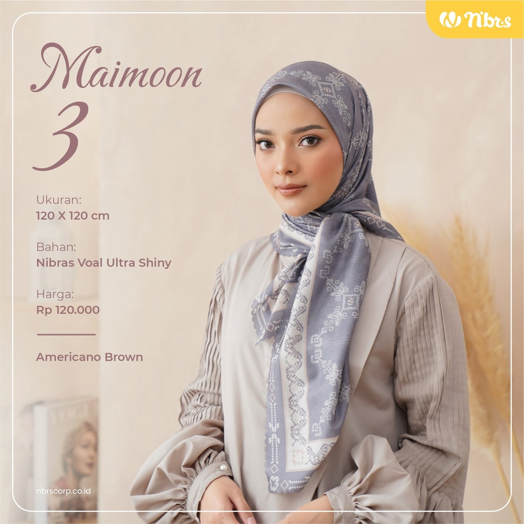 New Collection Nibras Hijab Nusantara Scarves MAIMOON 3 SERIES Jilbab Segiempat Motif Modern Kekinian by NBRS Hijab