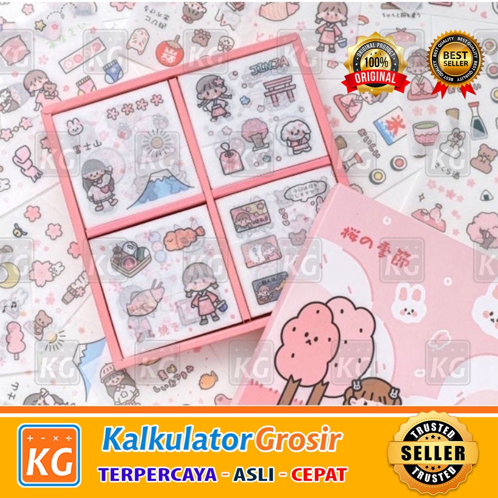 Stiker Sticker Aesthetic Lucu Kartun Momo Karakter Anak Korea 2D Dekorasi DIY Buku Botol Case Hp Laptop 1 Box 100 Lembar Per Satuan