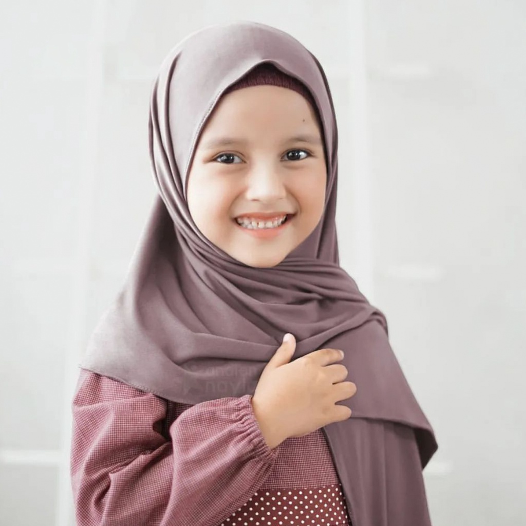 Pashmina Instan Oval Anak Jersey Umur 5 - 10 Tahun