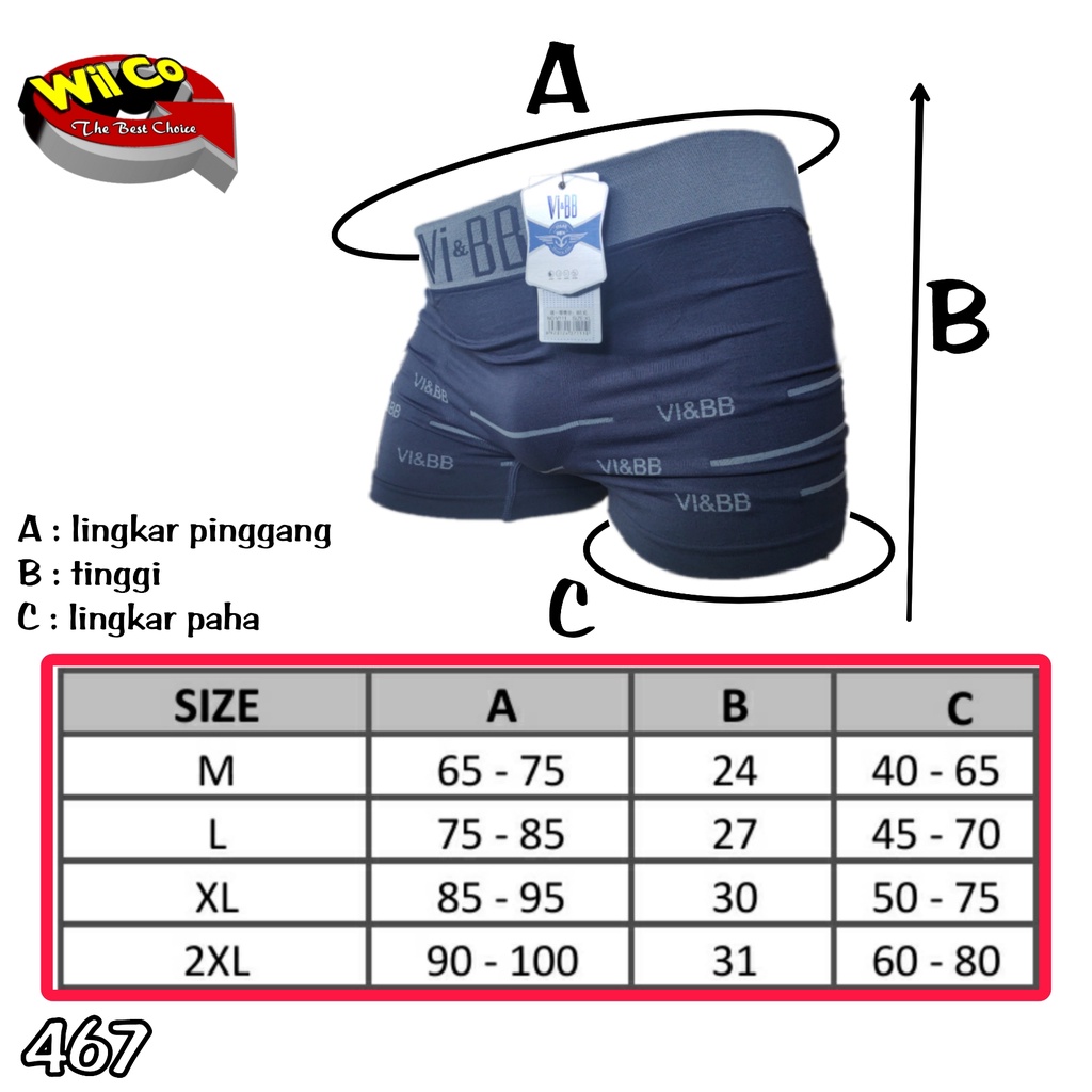 K467T - (HARGA PER 3 Pcs) CELANA DALAM BOXER PRIA DEWASA Vi BB PRIA IMPORT SIZE M - XXL