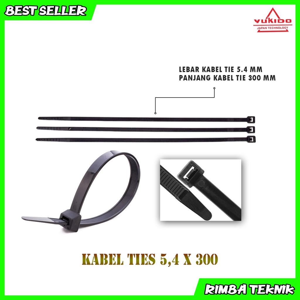 Kabel Ties Hitam 5.4x300mm / 30cm 1 Pack Isi 100pcs Cable tie/kabel tis Nylon