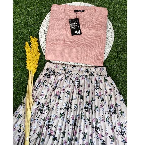 VIRAL Kaos+Rok plisket motif bunga (part 1)