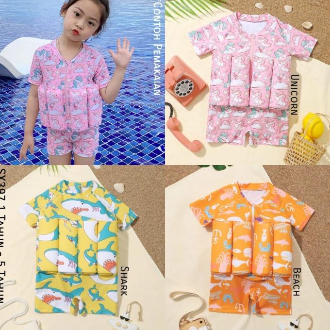 SX397 (1-5 Tahun) Swimsuit Baju Renang Pelampung Praktis Anak Baby
