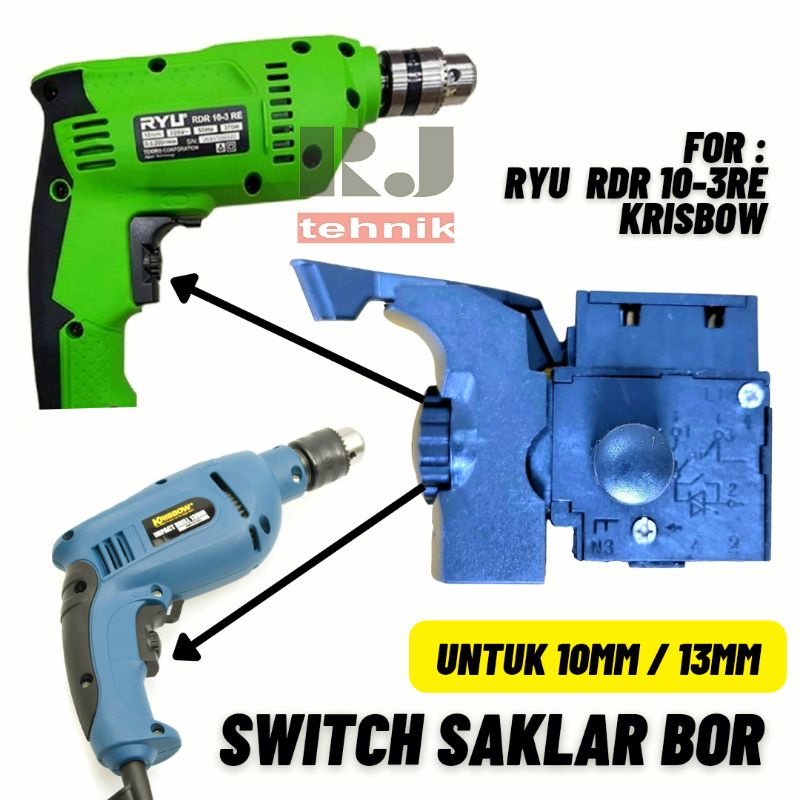 Switch Saklar Skakel Bor 10mm 13mm RRT Krisbow Ryu RDR 10-3RE