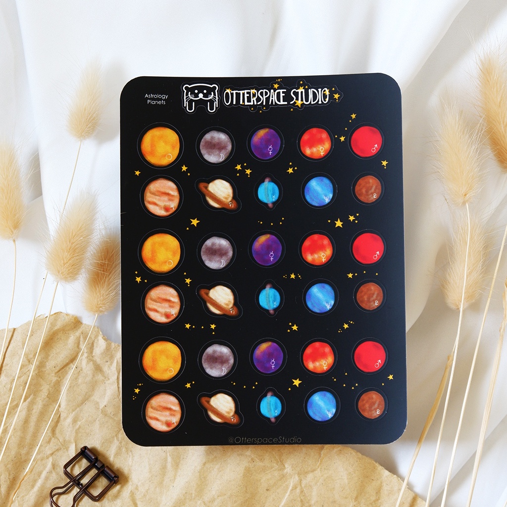 

Otterspace Studio | Astrology Planets Deco Sticker Sheet - Stiker Galaxy For Planner & Bullet Journal