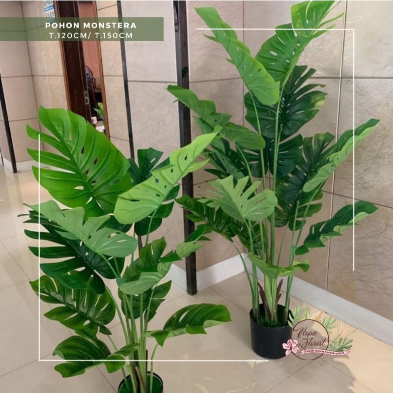 pohon monstera palsu artificial T.120/190cm/pohon plastik janda bolong/pohon monstera latex/tanaman 