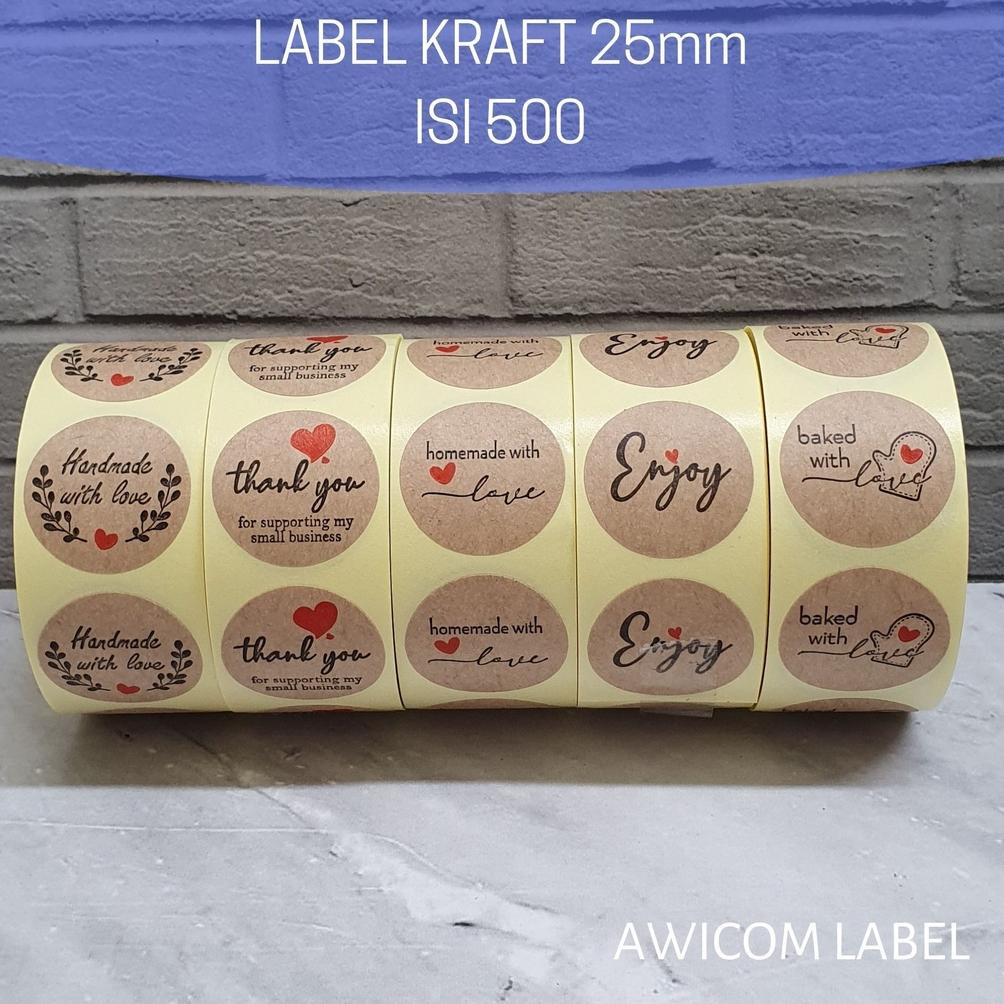 

12.12 Terlaris Stiker Label Kraft Sticker Enjoy Baked Homemade Handmade Thank You 25mm isi 500