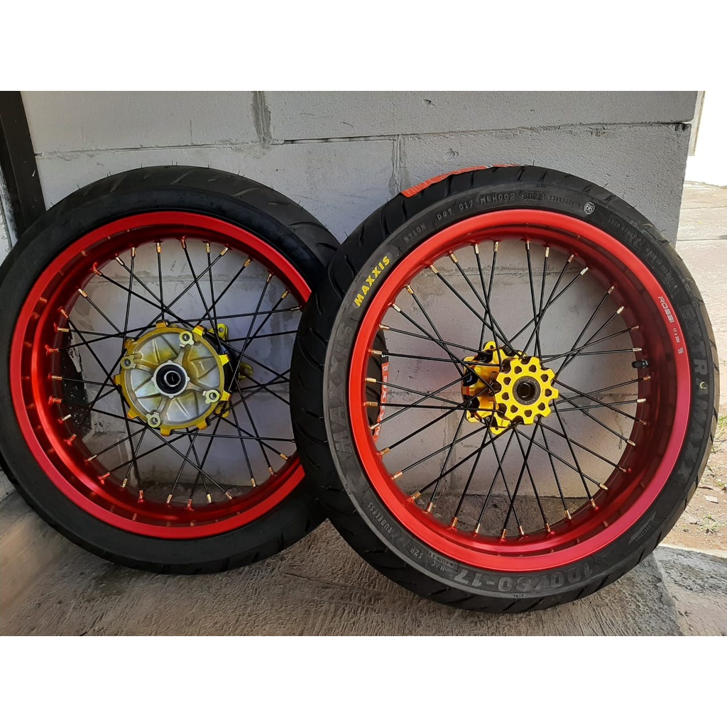 Wheelset Supermoto Honda CRF 150 Roda Set Supermoto CRF 150 Ban Set SUMO CRF 150 PNP Ban Maxxis Baru