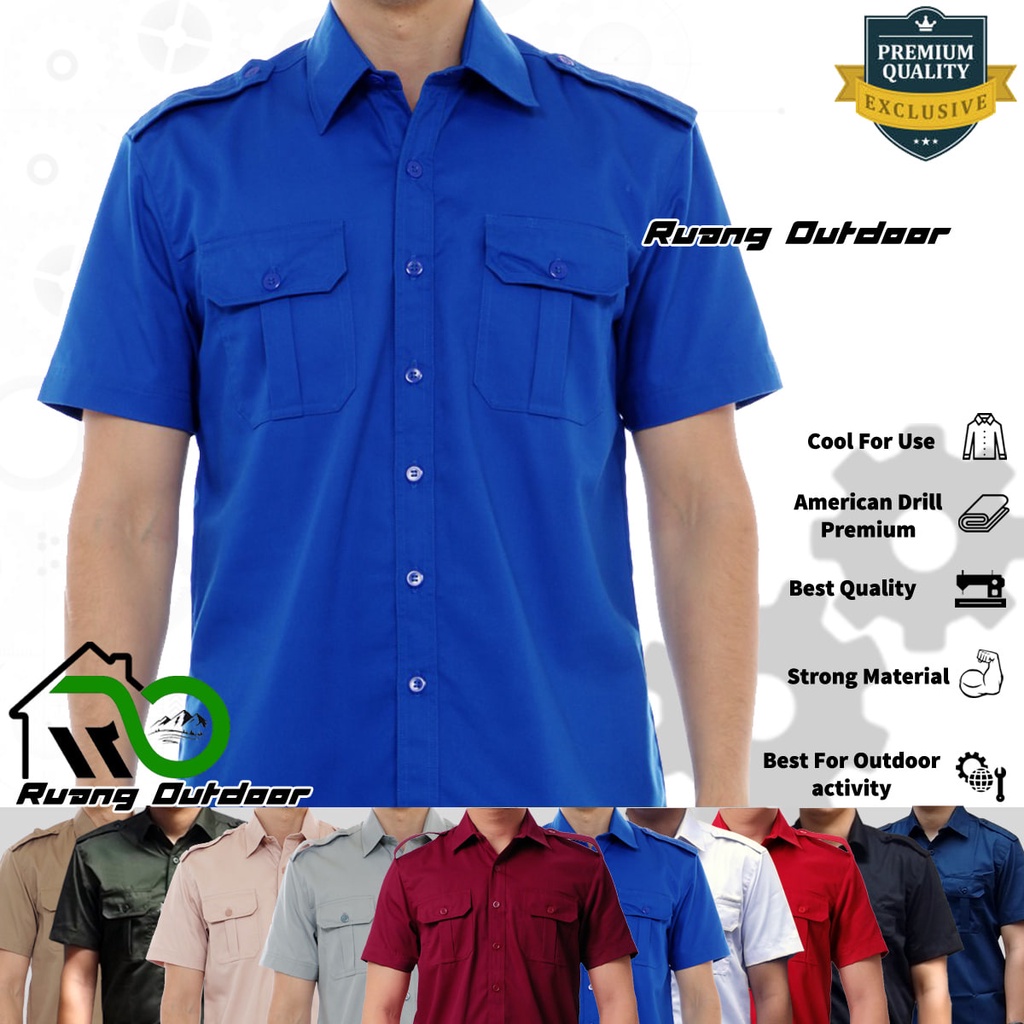 Baju Kemeja PDL PDH Lapangan Lengan Pendek - Pakaian Atasan Seragam Pria Wanita Premium Kerja Kantor