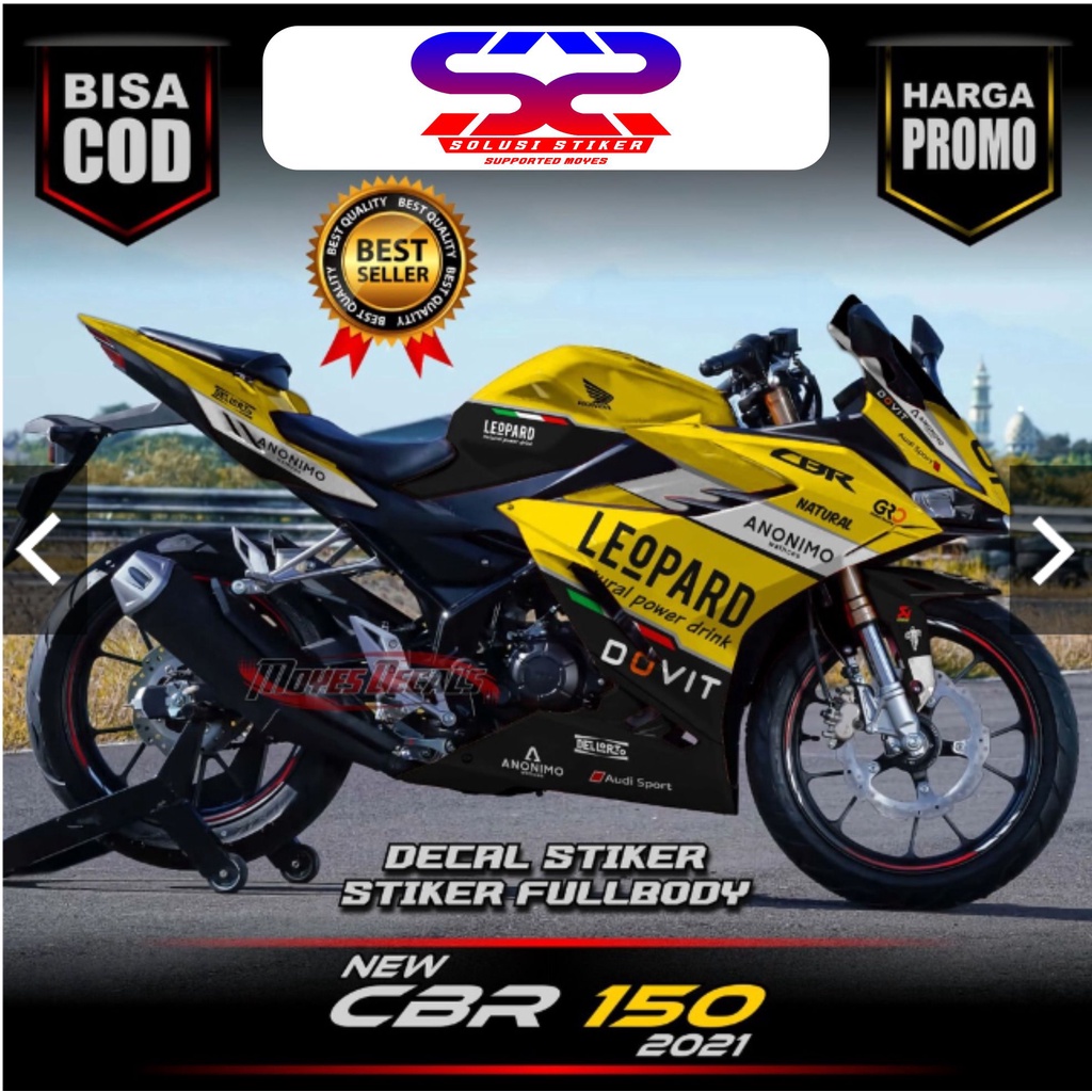 Sticker Decal New CBR 150 2021 Motif Leopard Kuning Decal  CBR 150 FullBody