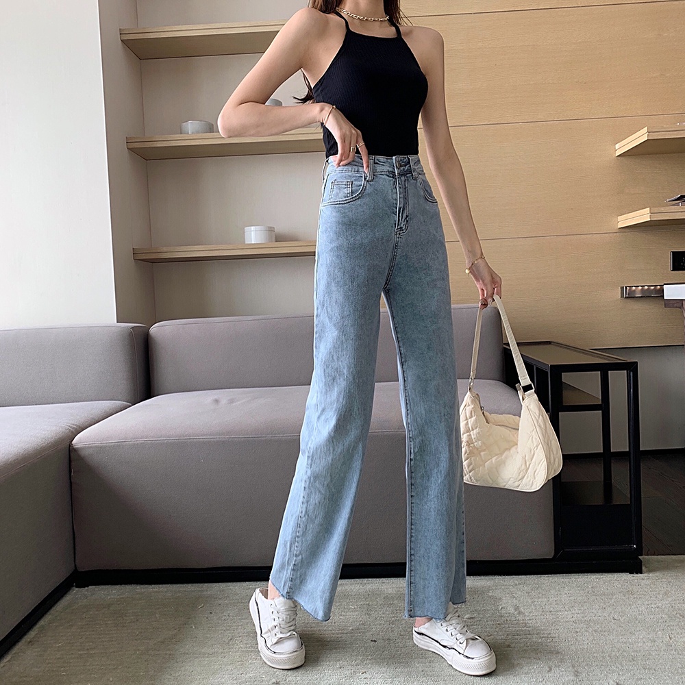 Highwaist Kulot Loose Jeans Wanita Rawis Korea Style Kekinian