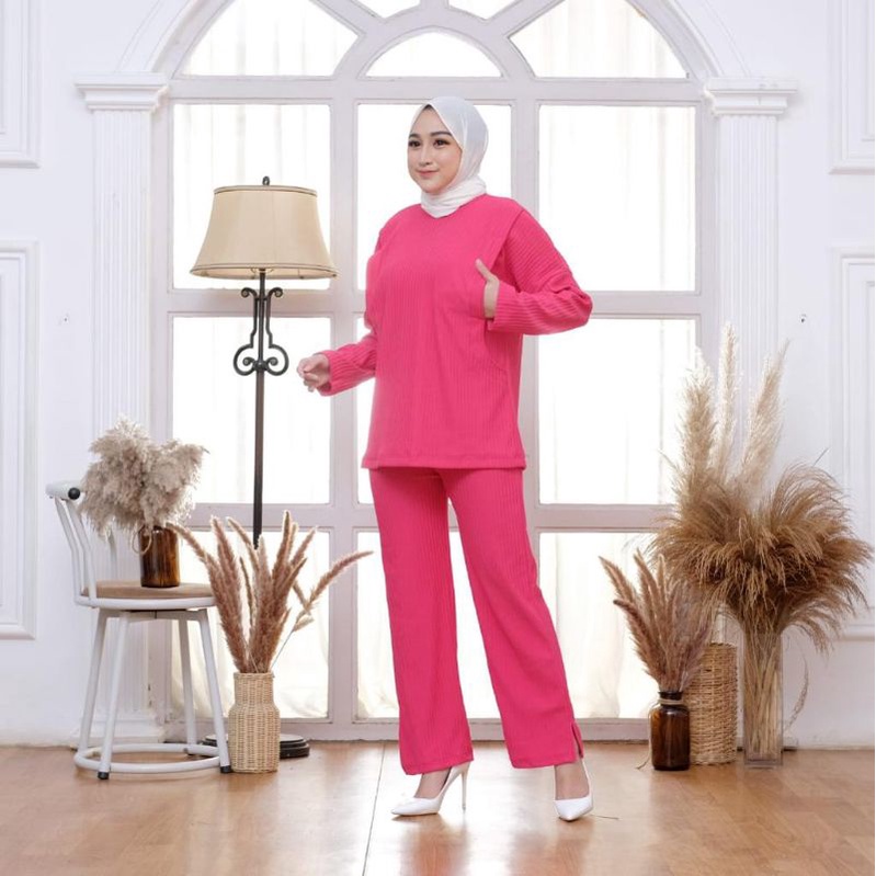 Setelan Wanita Kekinian Busui Bahan Knit Hornet Premium