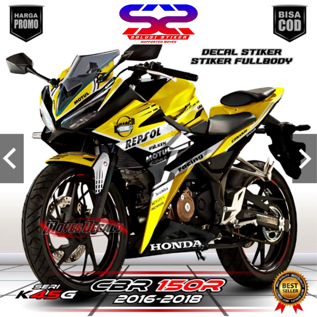 (COD) Decal Stiker  CBR150R 2016 2018 Decal CBR 150R 2018 // Stiker  Motif Kuning FullBody