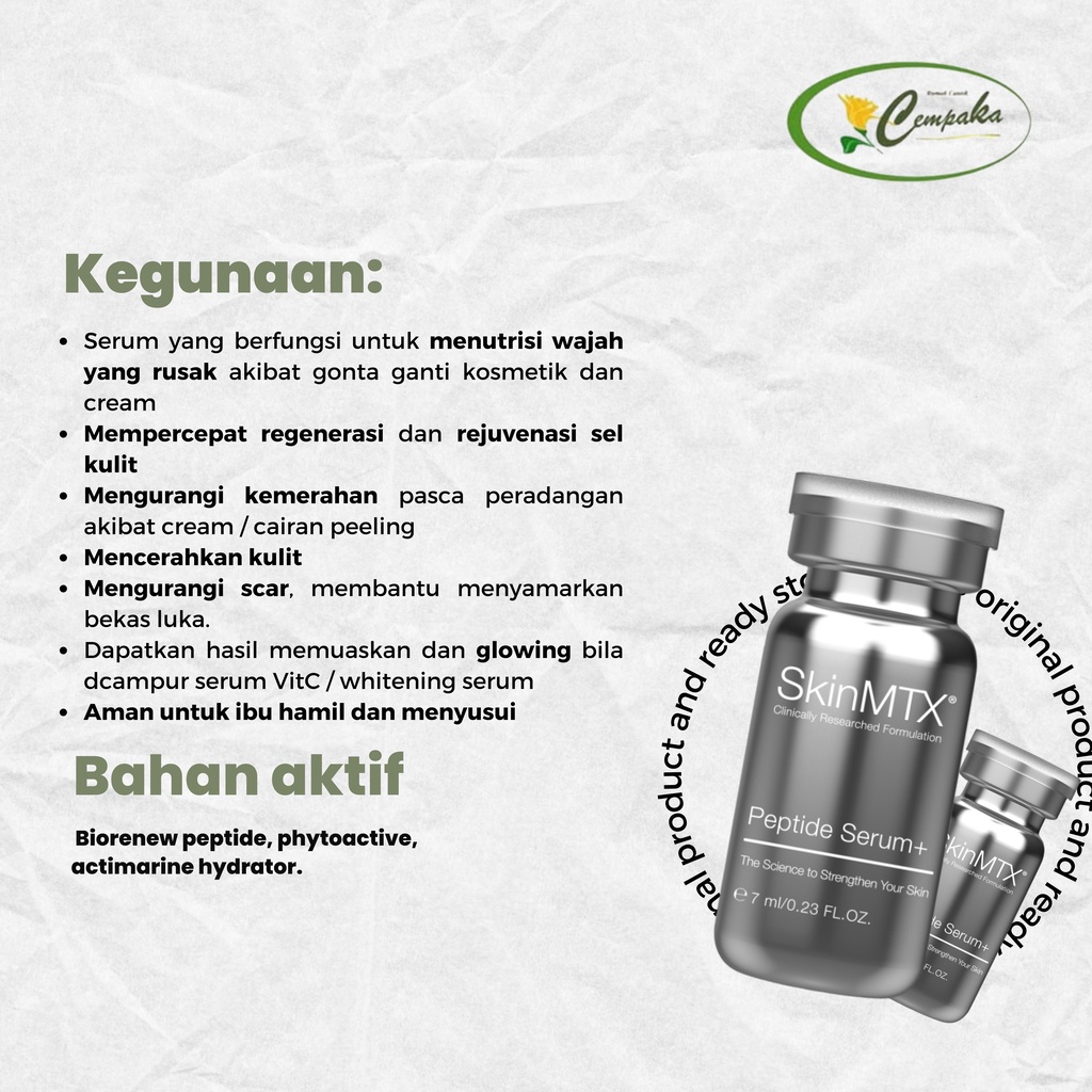 Serum Peptide Skin MTX, Serum Untuk Mencerahkan, dan Melembabkan Kulit, 1 VIAL 7ml