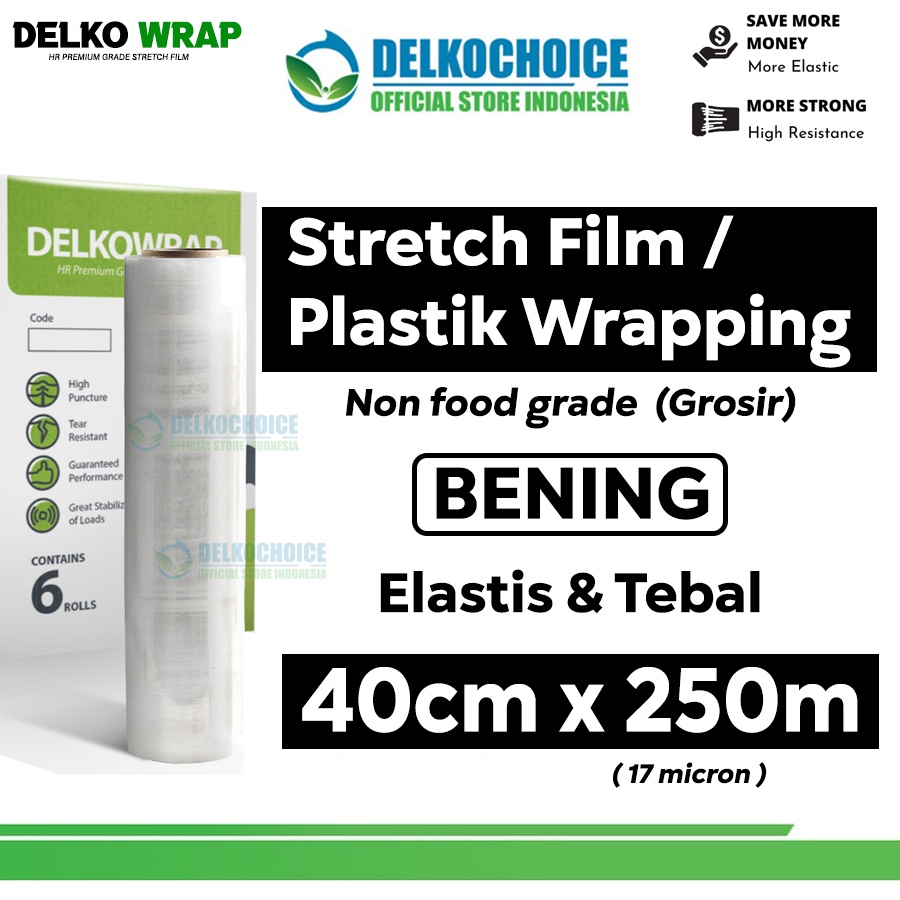

Plastik Wraping Stretch Film 40cm x 250m DELKOWRAP BENING WRAPPING TEBAL PREMIUM TERMURAH / SATUAN