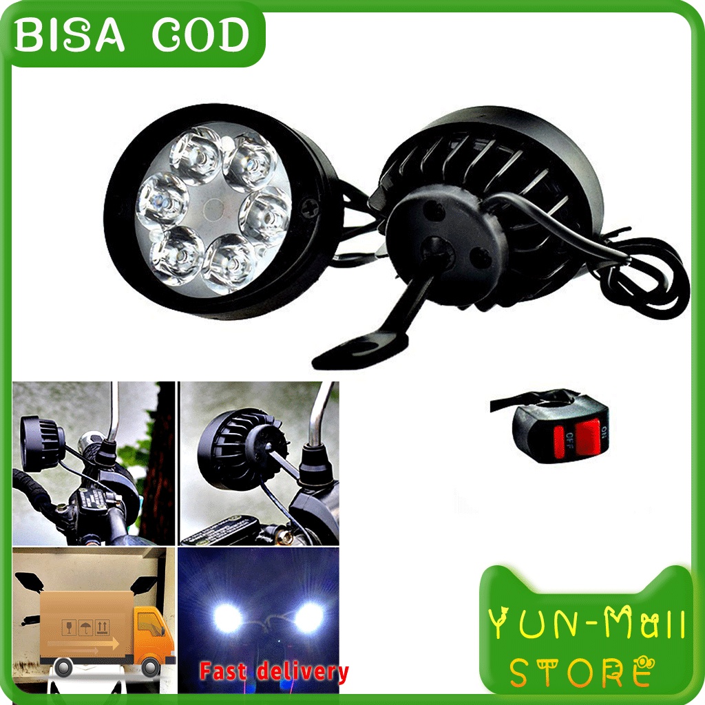 YUN Mall 2 PCS 1000LM Super Bright 5700 ~ 6200K 6LED Lampu Depan Sepeda Motor Bohlam Lampu Kerja Lampu Kabut