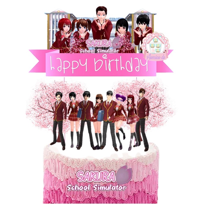 Terlaris Sakura School Simulator Cake Topper