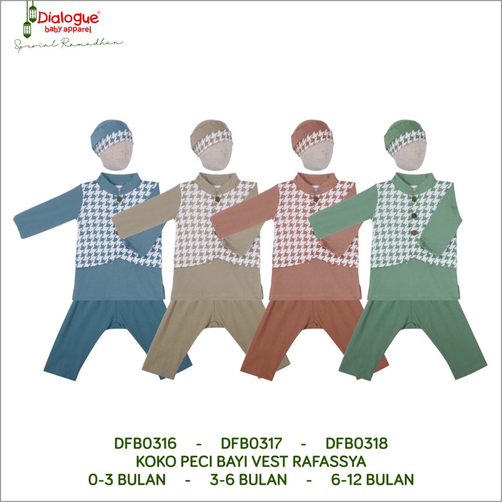 Dialogue Baby Baju Koko Peci Bayi Vest Set Raffasya - Baju Koko Bayi 0-12 Bulan DFB0316 DFB0317 DFB0318