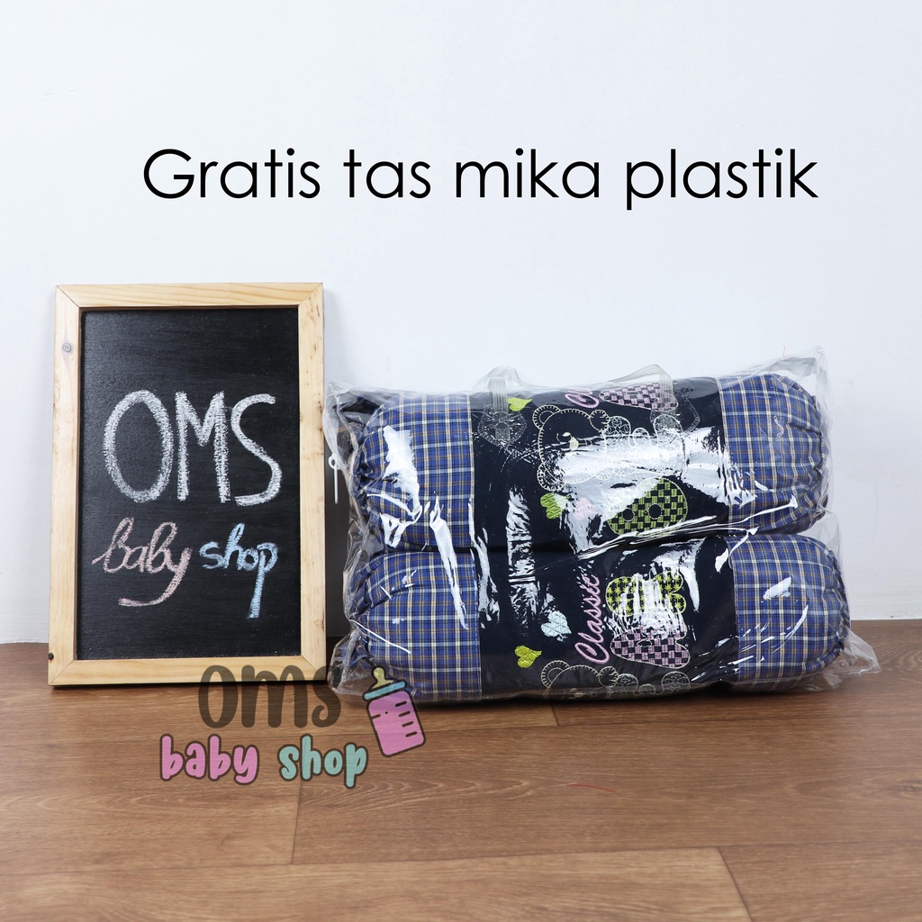 [ FREE TAS MIKA ] [ CHECKERED EDITION ] Bantal Guling Bayi Set Premium Quality By OMS Babyshop / Baby Pillow Set