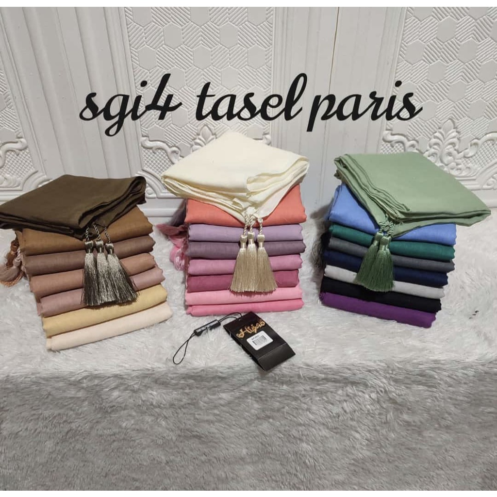jilbab paris premium Tassel Hijab Segi Empat Polos Premium