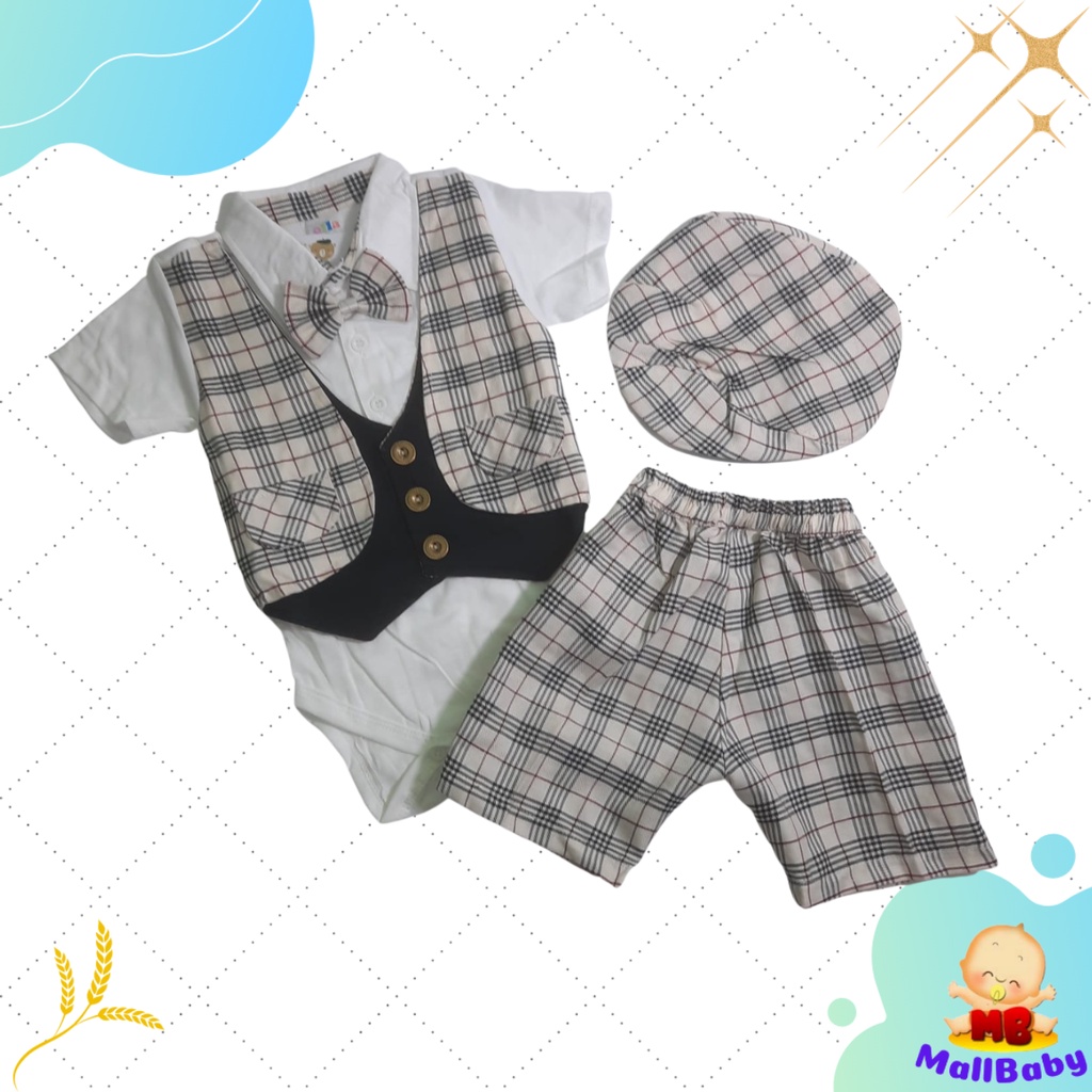 Baju Pesta Bayi Laki Laki 0 3 6 9 Bulan Setelan Jumper Bayi Cowok Dasi Tuxedo Rompi Olla Ollie
