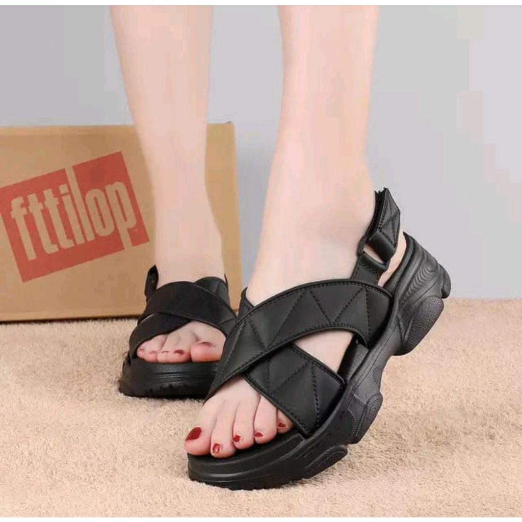 Sandal Wanita Terbaru /Sendal Selop Tali Wedges Jelly HYS NEW 2268-1/Sendal Karet Kekinian