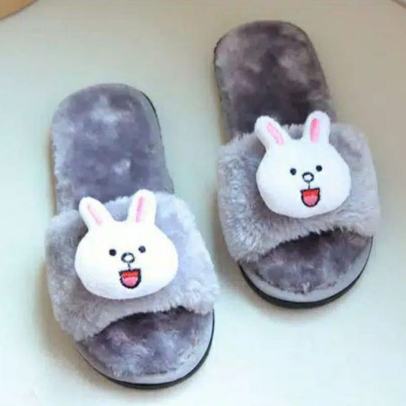 Sandal Rumah Sandal Slop Bulu Boneka Rabbit