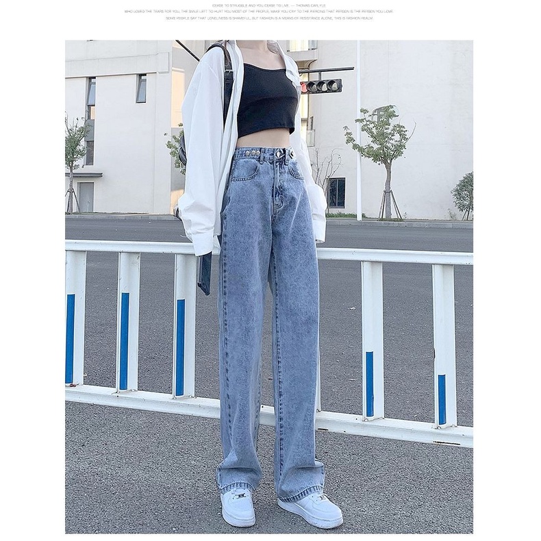 Celana jeans wanita dewasa model terbaru highwaist kulot jeans baggy straight wide leg panjang Celana Lurus wanita loose longgar kekinian cewek boyfriend korean style ootd