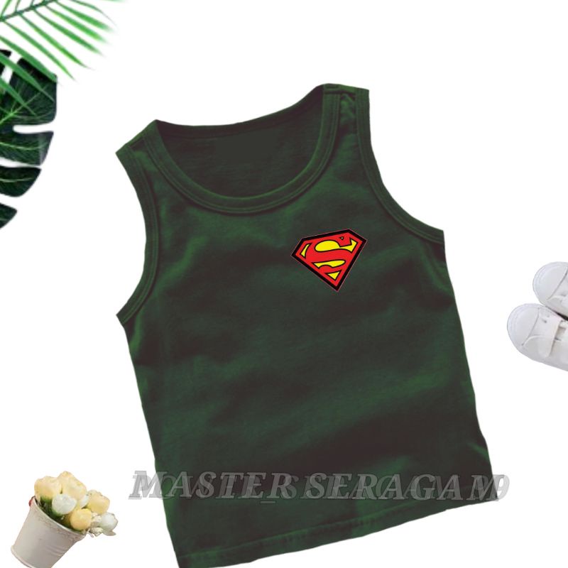 BAJU ATASAN SINGLET SUPERHERO SUPERMEN ANAK UNISEX USIA 2-10Tahun / SINGLET KATUN ANAK-ANAK SIZE S M L XL