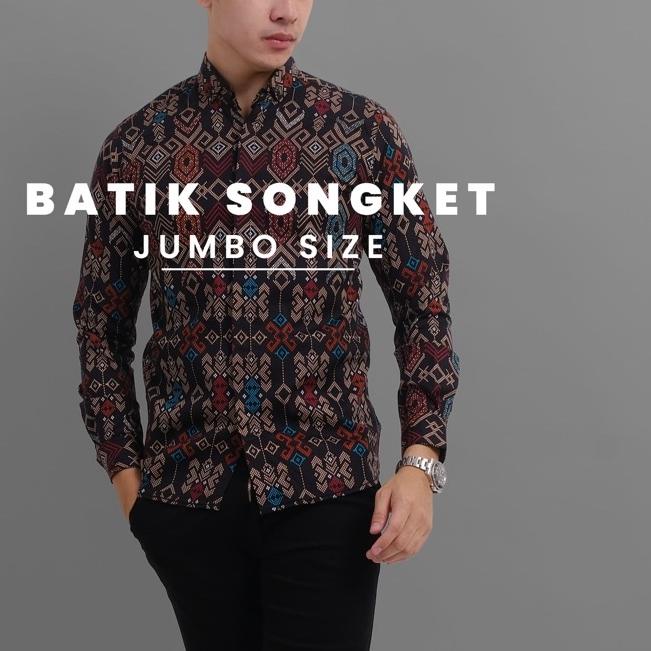 ۞ DGM Fashion Kemeja Batik pria jumbo lengan panjang batik pria jumbo batik pria big size ➹