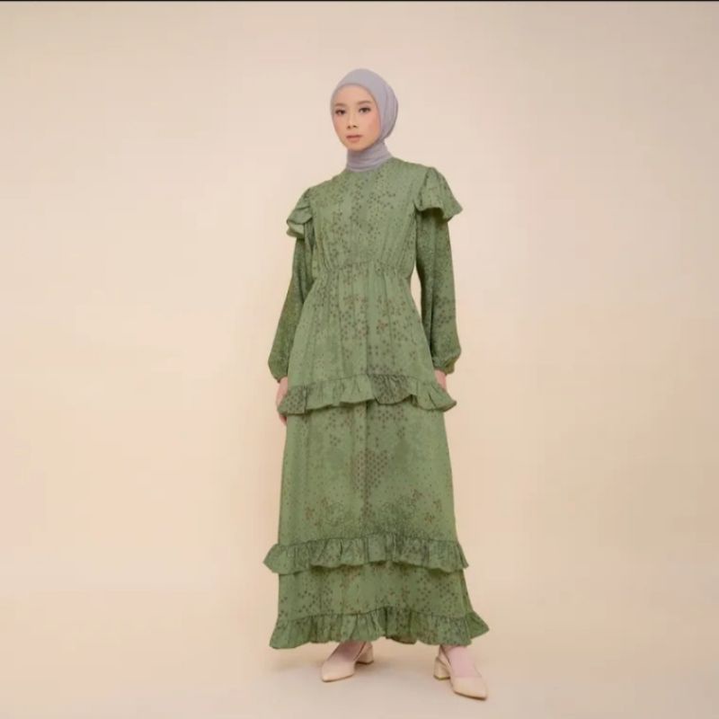 Zaskia Mecca Ufiya Army Gamis Size M Edisi Marigold