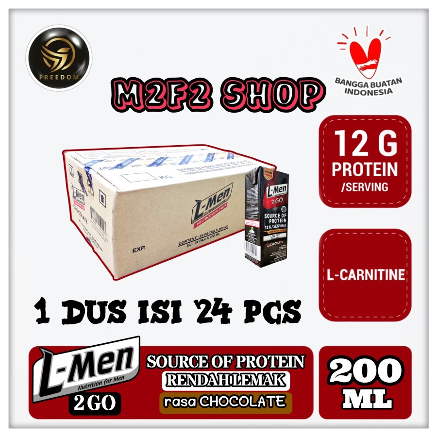 

L-Men High Protein 2 Go Low Fat Cokelat UHT Kotak - 200 ml (Kemasan Karton)
