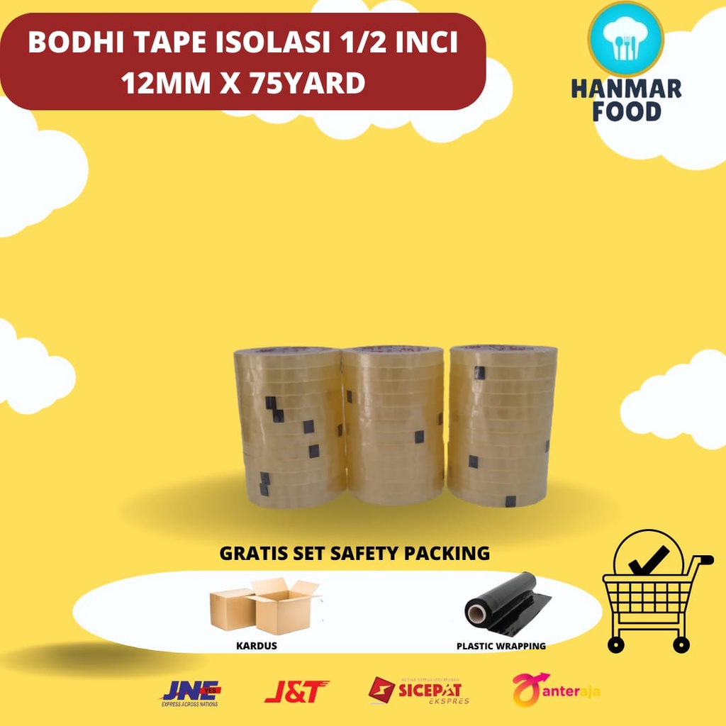 

Bodhi Tape Lakban Bening OPP Tape Kecil 12 MM x 90 YARD