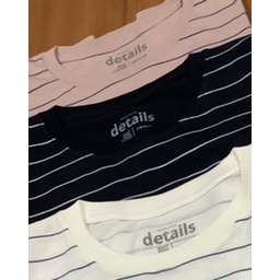 Kaos / T-Shirt Red Label Hitam dengan Garis Garis Putih 100% Katun