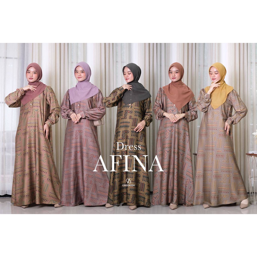 Afina Dress Gamis Armani Silk Motif by Greenism