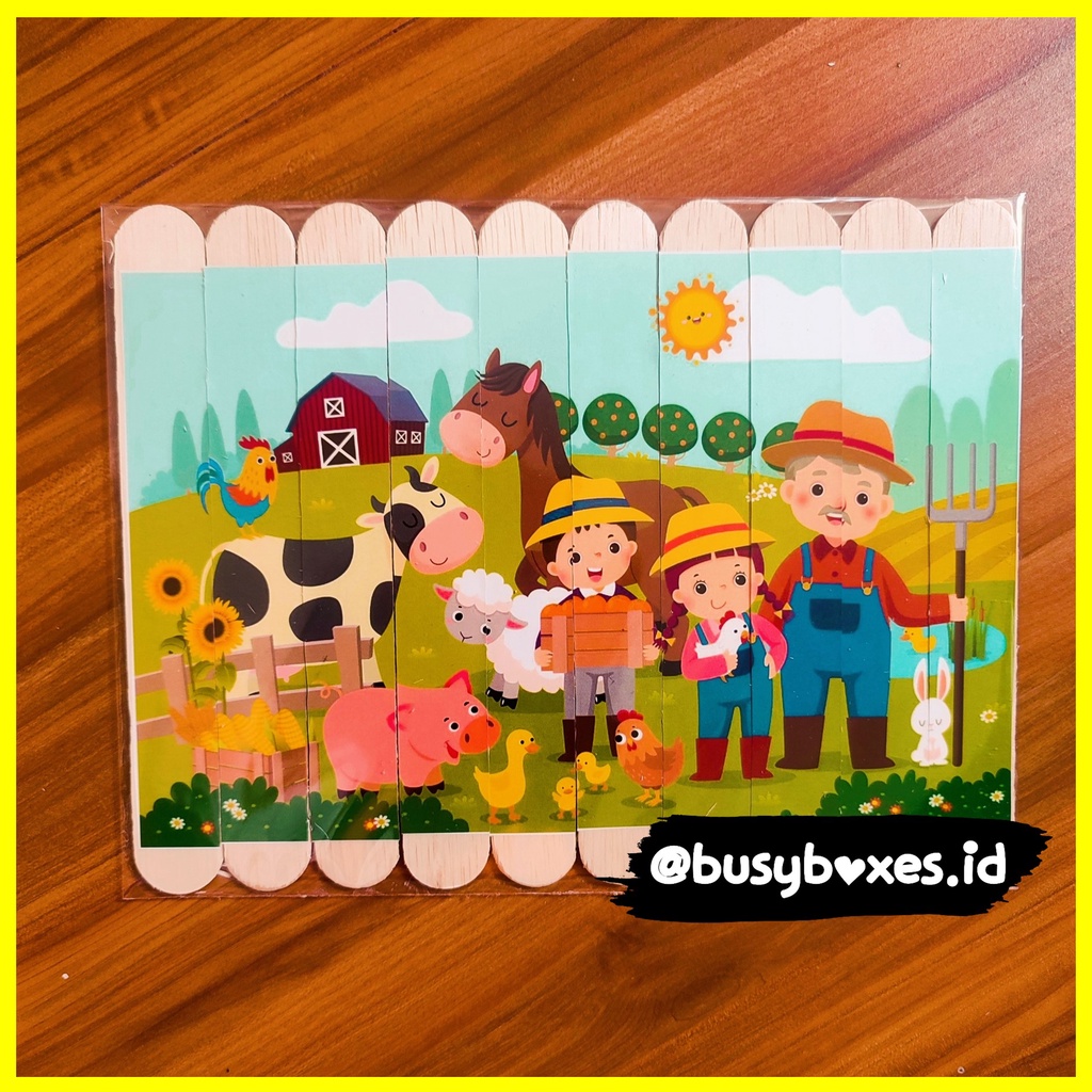 Busyboxes.id Mainan edukasi anak Puzzle popsicles 10 keping seri animals farm