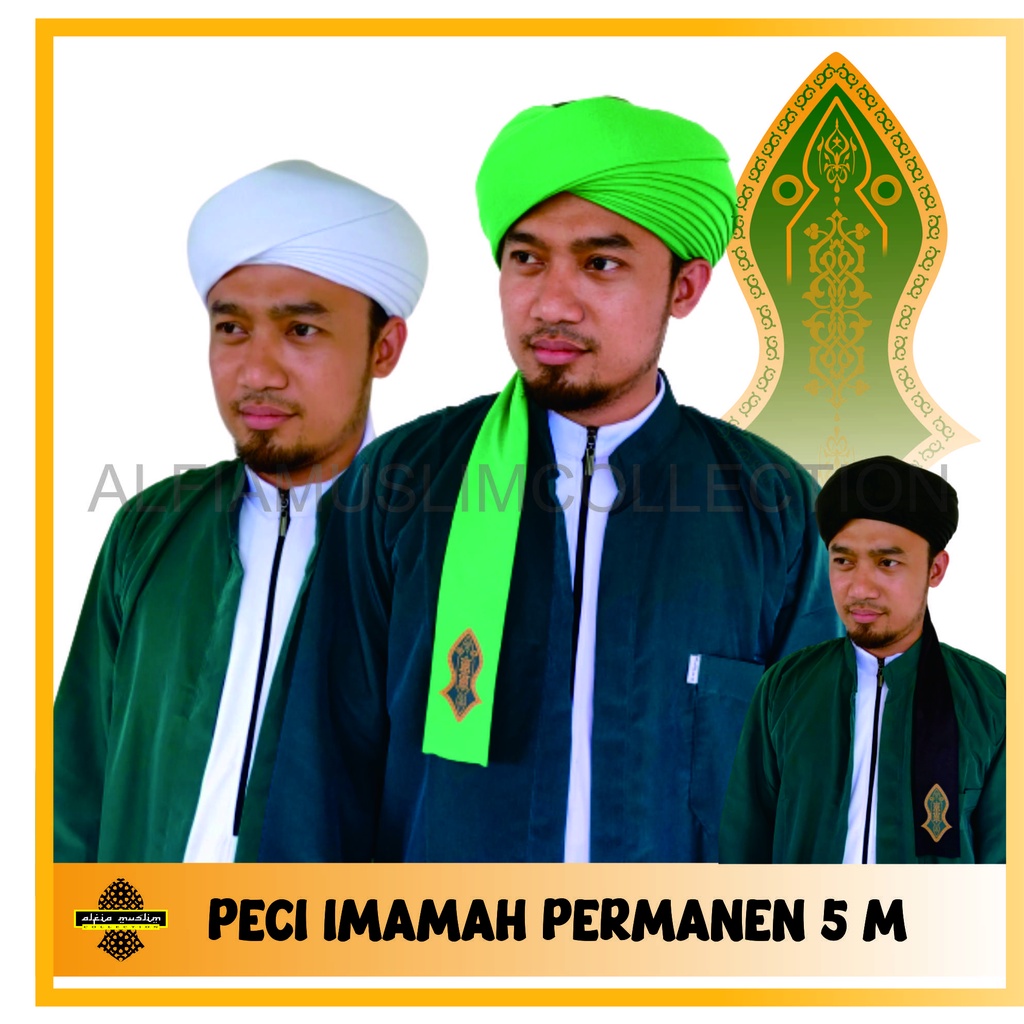 Peci Imamah Permanen Rida Panjang 5 Meter Imamah Langsung Pakai Sorban imamah Permanen TERBARU