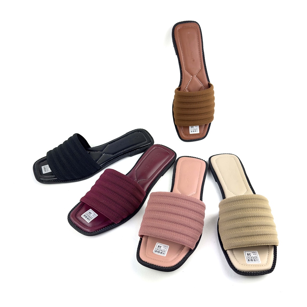 GRAVICI Sandal Flat Wanita Slip On Bahan Rajut Import RDM-13