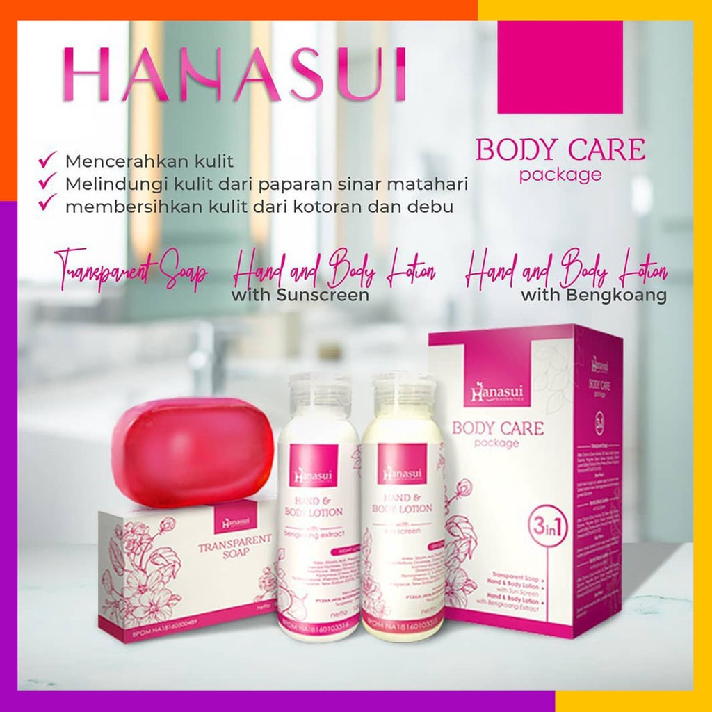 HANASUI BODY CARE 3IN1 / PAKET LOTION HANASUI / ORIGINAL BPOM