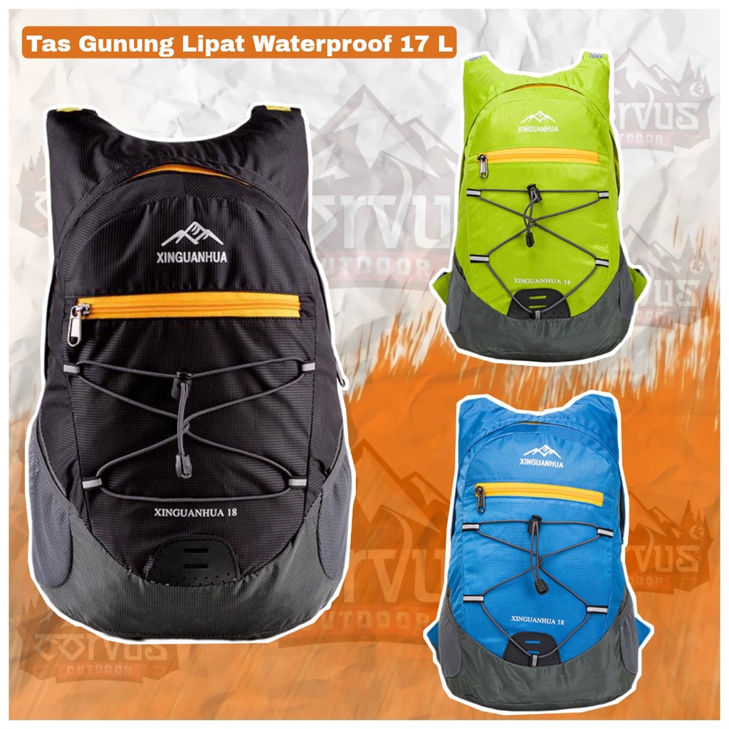 Tas Gunung Lipat Hiking Camping Outdoor Adventure Anti Air Ringan 17L Backpack dpt Diliipat Waterpro