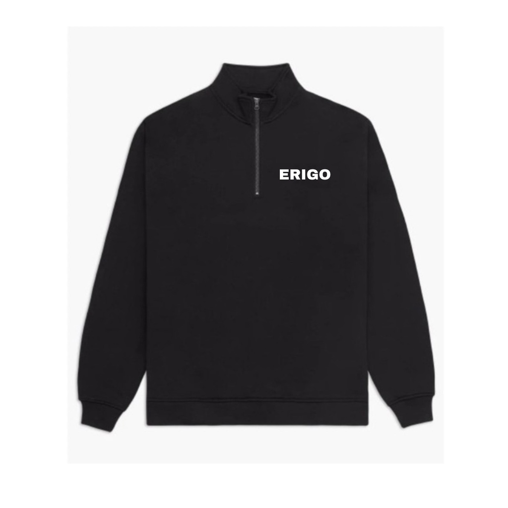 Erigo Half Zipper Resliting Logo Teks Hitam