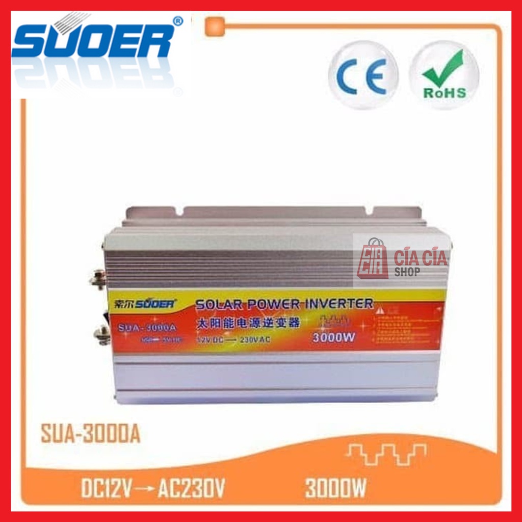 Power Inverter Suoer 3000 Watt DC to AC 12V to 220V SUOER SUA-3000A Inverter 3000W DC to AC Suoer