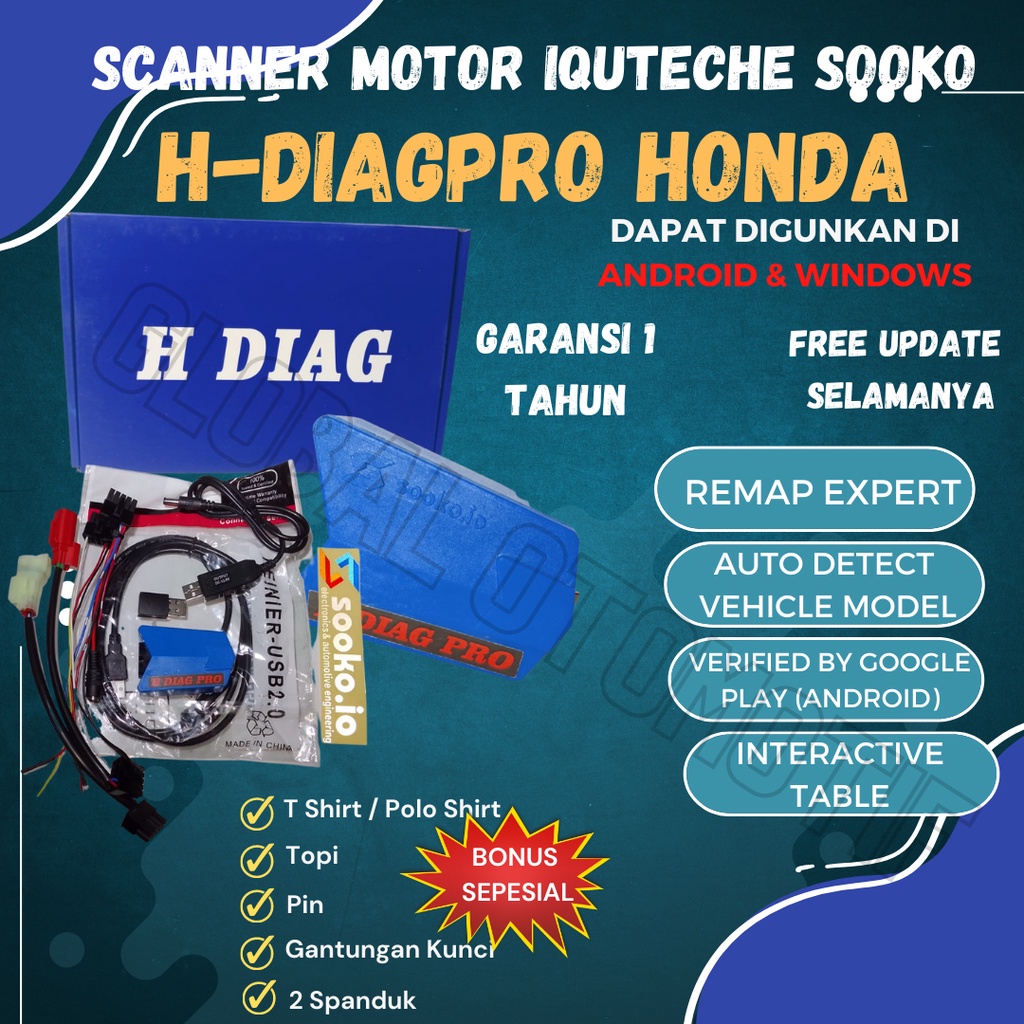 Scanner Motor Injeksi HONDA H-DIAG PRO +REMAP EXPERT - Alat Remap Flash ECU Standar + Scan Tools Ter