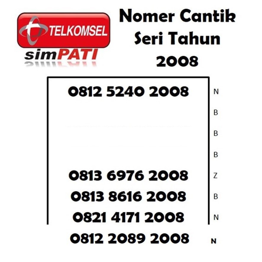 Nomor cantik Simpati Telkomsel 4G nomer kartu perdana rapih tahun 2008