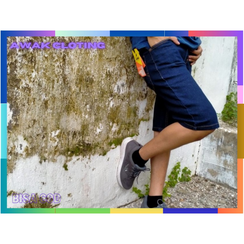 Celana Jeans Pendek Garment Pria  /Warna Hitam