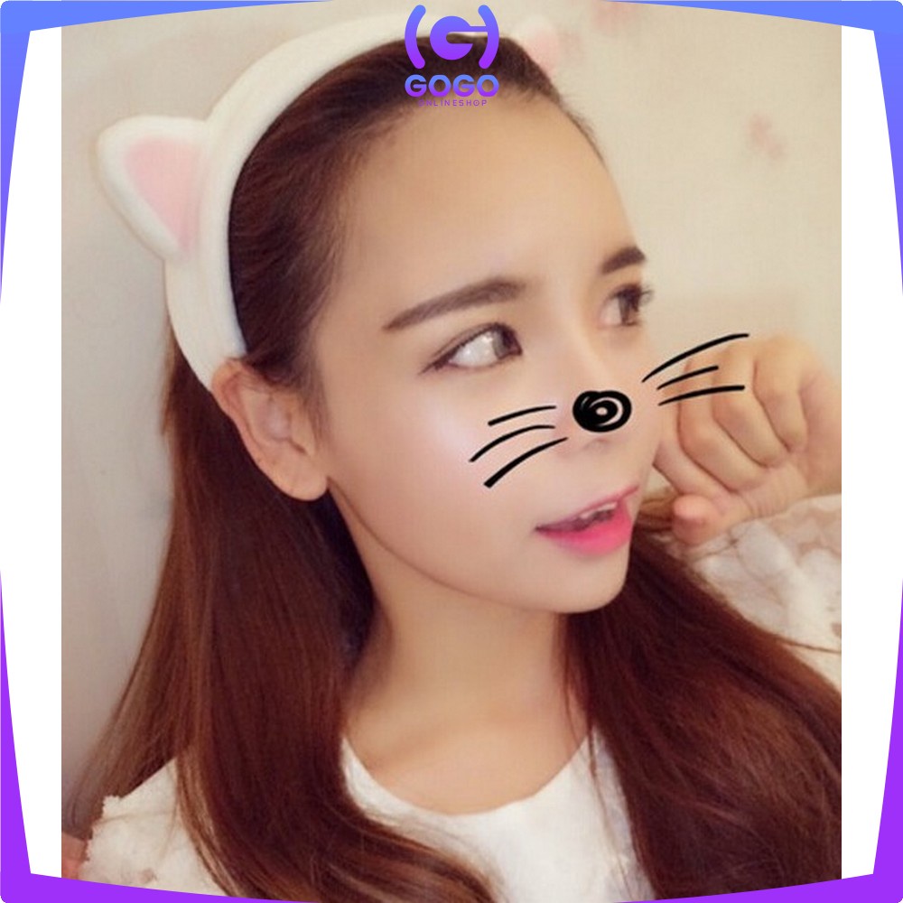 GOGO-C67 Bando Masker Motif Kuping Kucing Wanita Bahan Bludru / Bando Korea Facial Headband Hairband Women Aksesoris Rambut Import