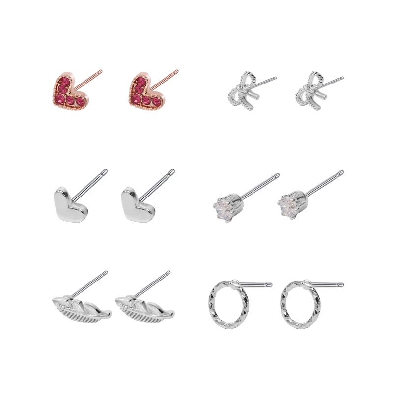 7 Pcs Fashion Sederhana Kecil Lady Stud Earrings Klasik Mutiara Bunga Stud Earrings