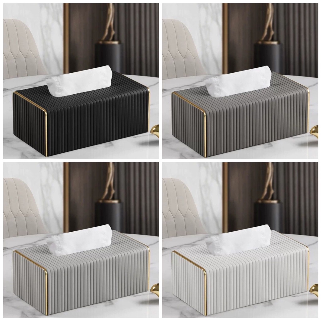 Kotak Tisu / Tissue Box Mewah Dengan Garis Gold
