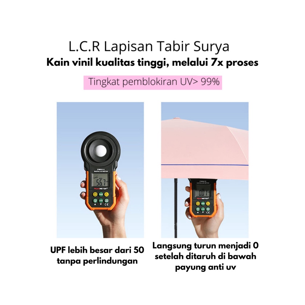 Payung Lipat UV Manual - Anti Hujan dan Sinar UV - COD &amp; GRATIS ONGKIR