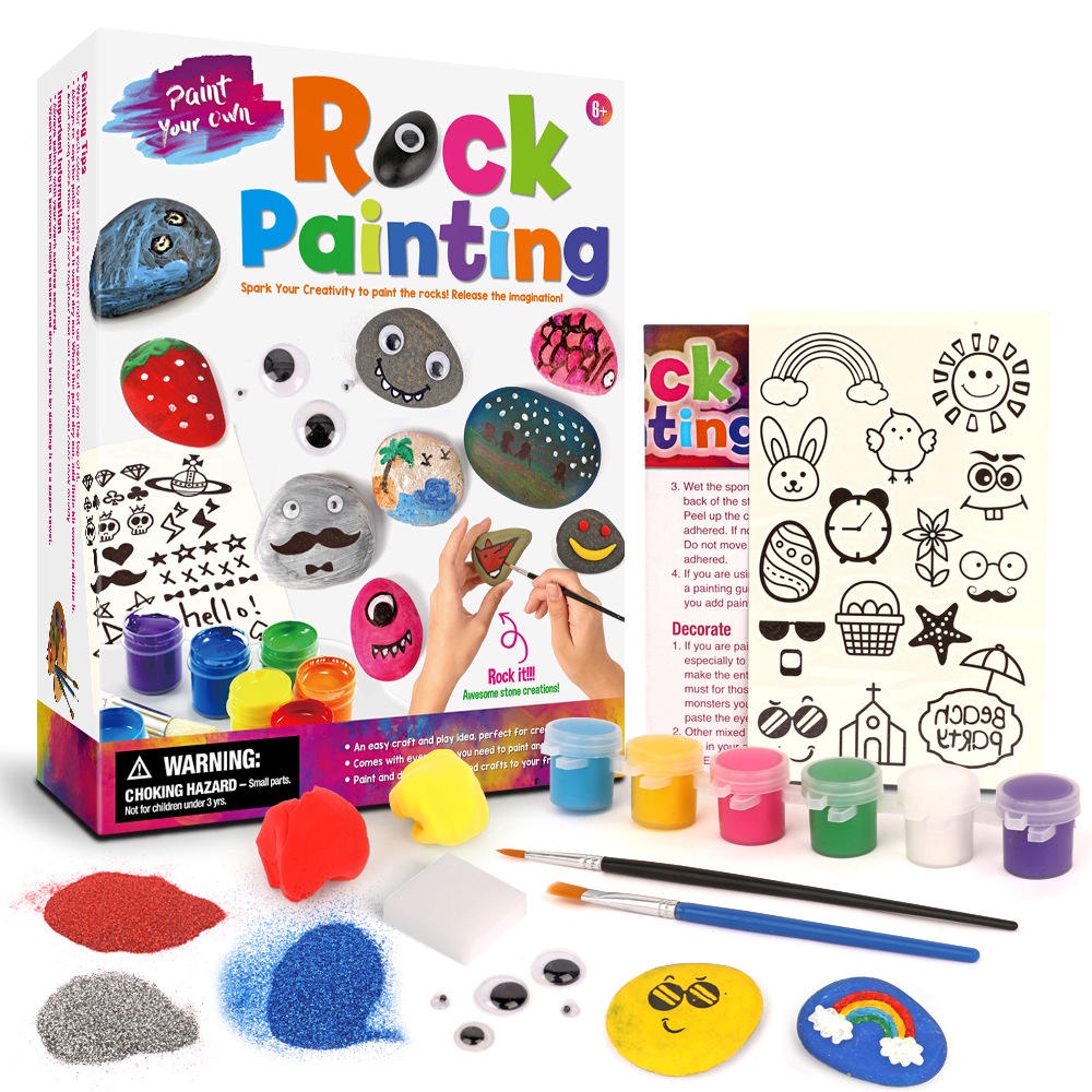 Mainan DIY Melukis 3D Stone Pet Painting Set Mainan Montessori Anak